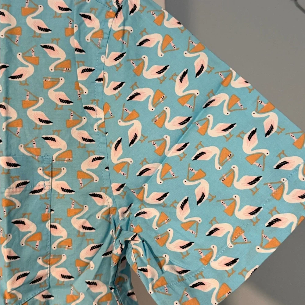 Amazon Essentials Teal Pelican Print Shirt - Picture 3 of 8